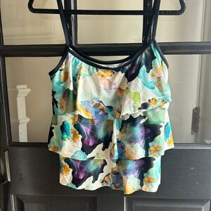 Maxine of Hollywood multi colored triple tankani top, size 12